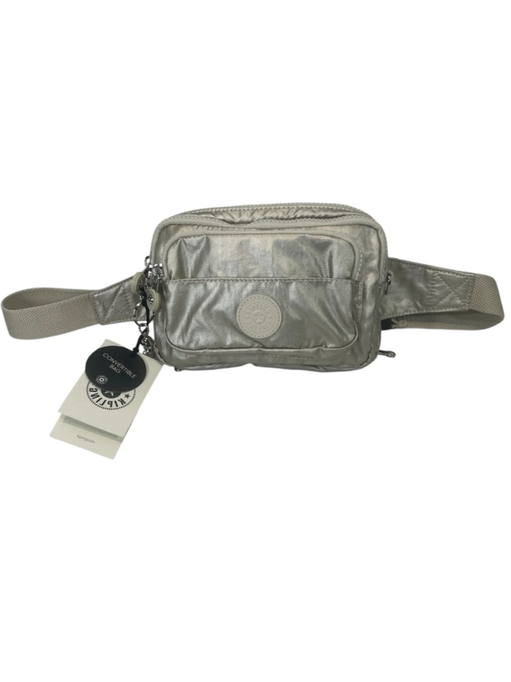 NWT Kipling Abanu Multi Metallic Convertible Crossbody Bag Cloud Metal